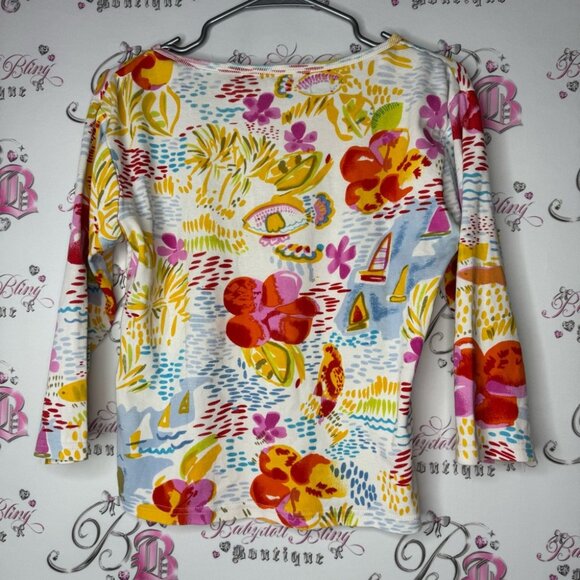 Take two clothing co sequin top paint water color sparkly fish tropical beach - Picture 4 of 10